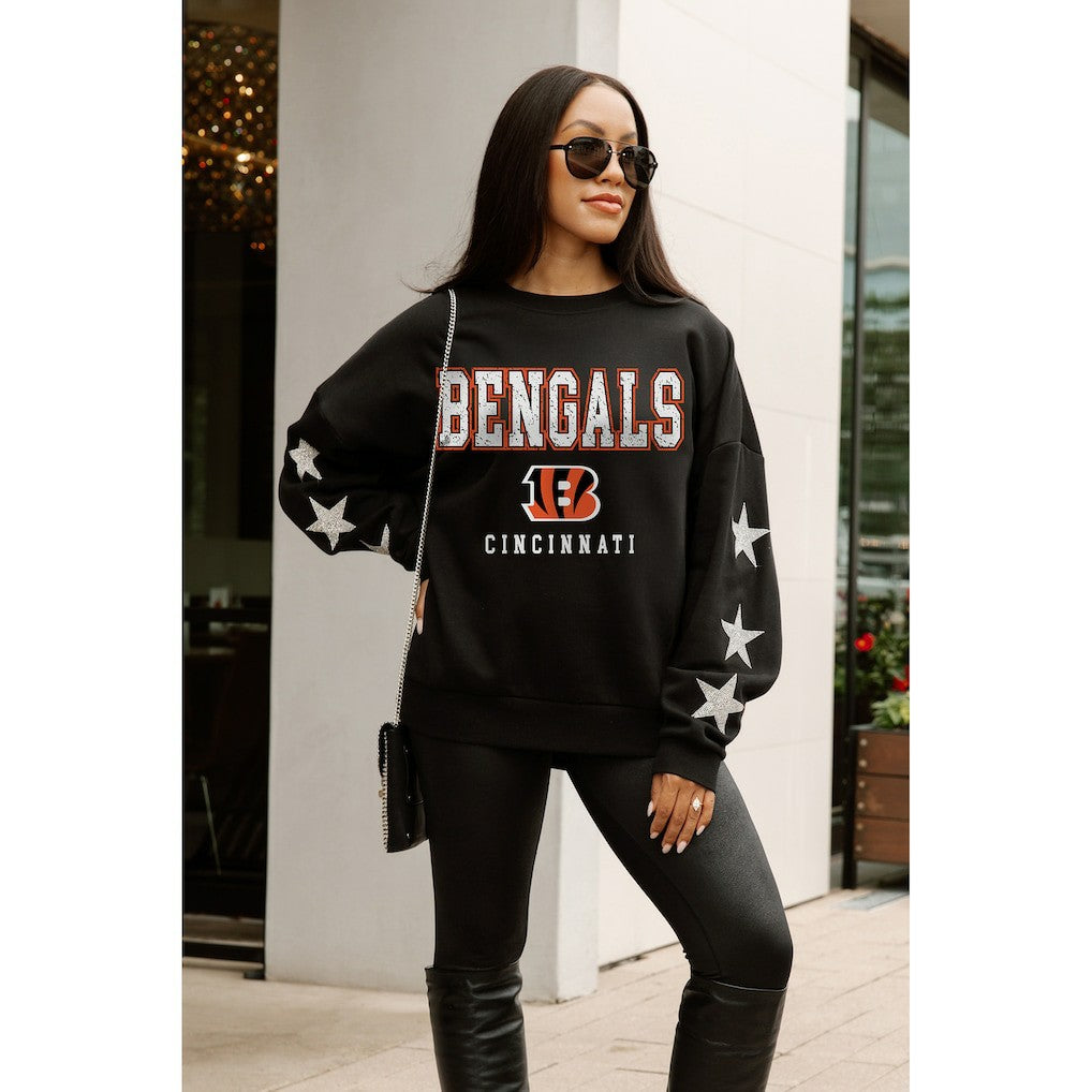 Cincinnati Bengals Gameday Couture Women's Velocity Relaxed Rhinestone Pullover Sweatshirt Black