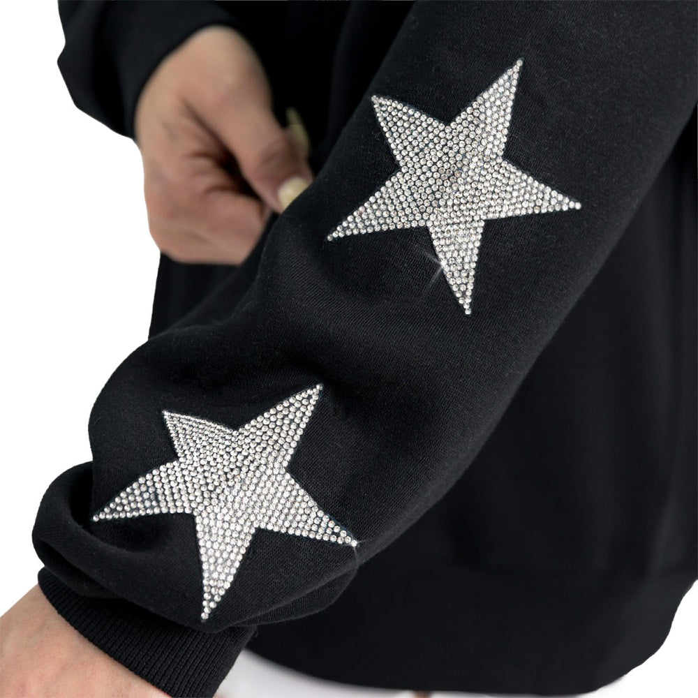 Detroit Lions Gameday Couture Women's Velocity Relaxed Rhinestone Pullover Sweatshirt Black