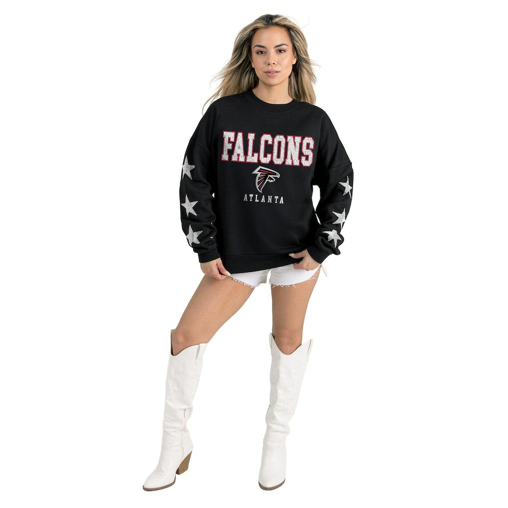 Atlanta Falcons Gameday Couture Women's Velocity Relaxed Rhinestone Pullover Sweatshirt Black