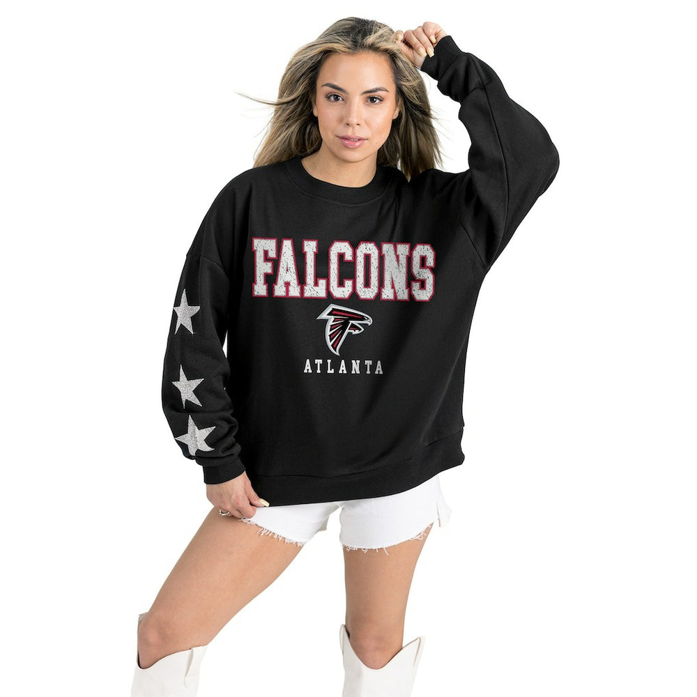 Atlanta Falcons Gameday Couture Women's Velocity Relaxed Rhinestone Pullover Sweatshirt Black