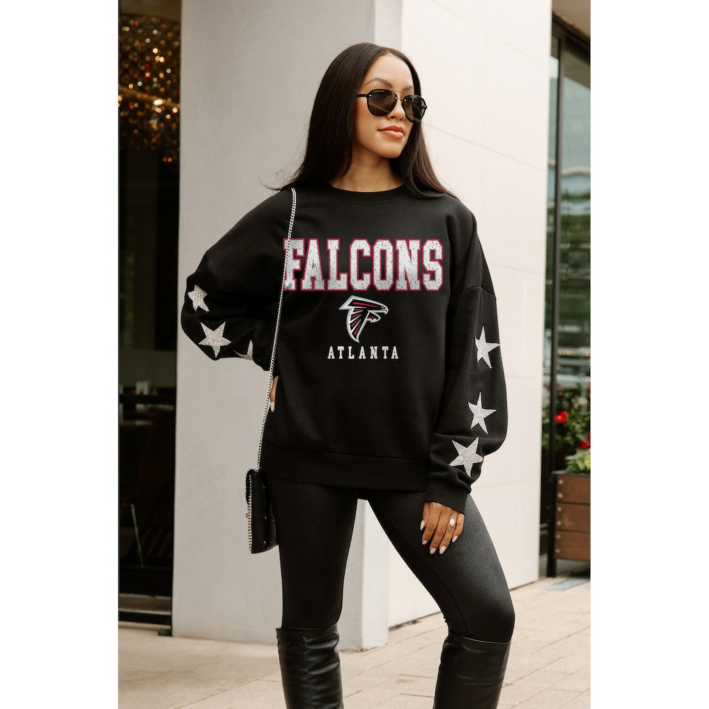 Atlanta Falcons Gameday Couture Women's Velocity Relaxed Rhinestone Pullover Sweatshirt Black