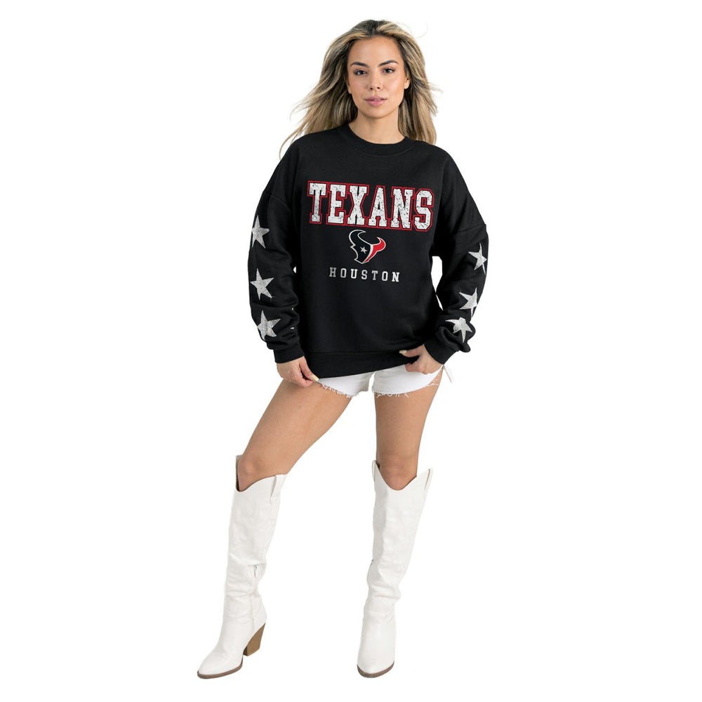 Houston Texans Gameday Couture Women's Velocity Relaxed Rhinestone Pullover Sweatshirt Black