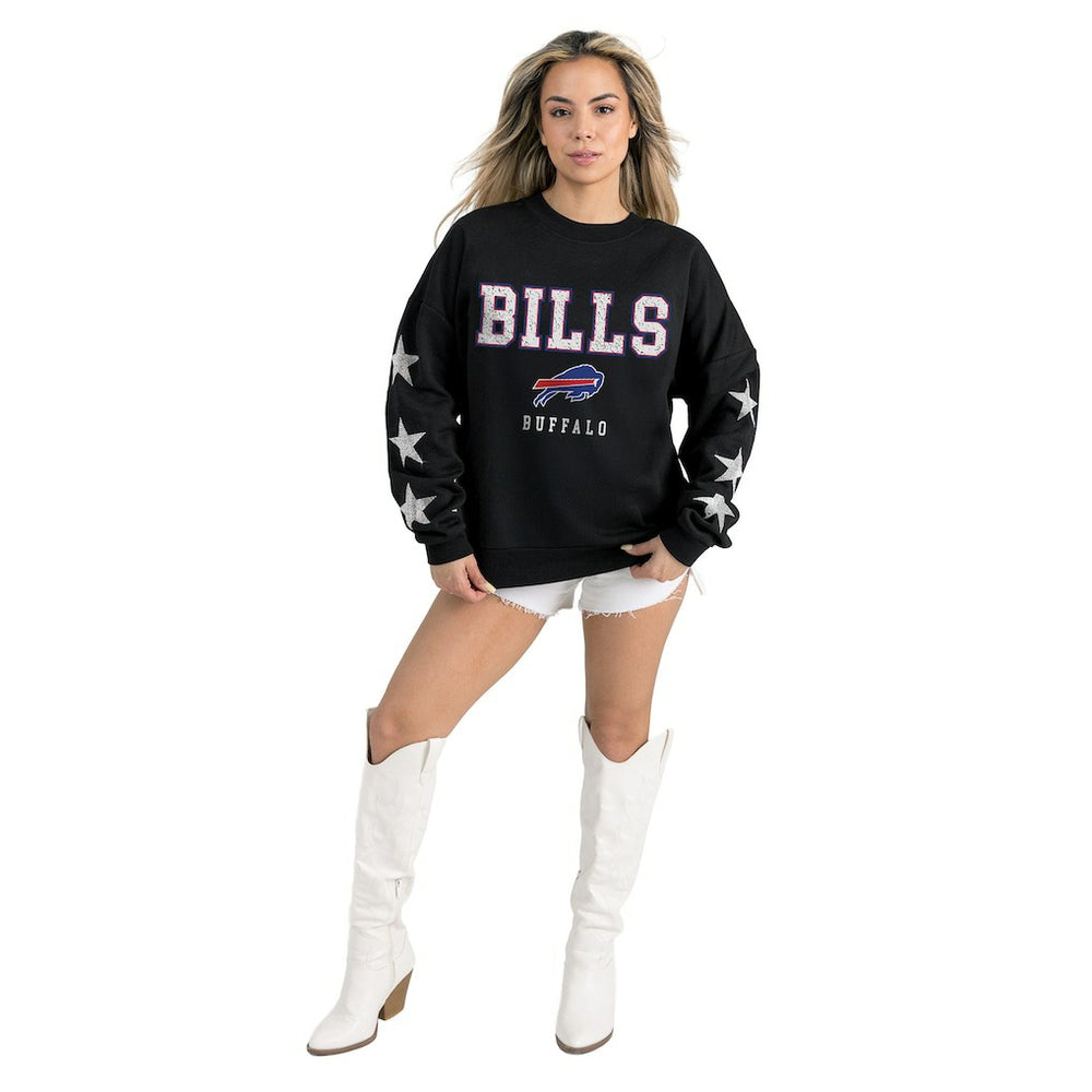 Buffalo Bills Gameday Couture Women's Velocity Relaxed Rhinestone Pullover Sweatshirt Black