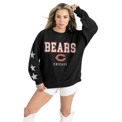 Chicago Bears Gameday Couture Women's Velocity Relaxed Rhinestone Pullover Sweatshirt Black