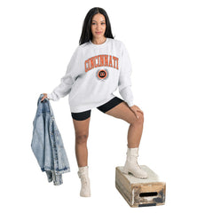 Cincinnati Bengals Gameday Couture Women's Traditional Logo Oversized Premium Fleece Pullover Sweatshirt Ash