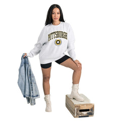 Pittsburgh Steelers Gameday Couture Women's Traditional Logo Oversized Premium Fleece Pullover Sweatshirt Ash