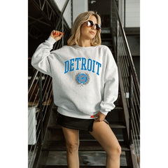 Detroit Lions Gameday Couture Women's Traditional Logo Oversized Premium Fleece Pullover Sweatshirt Ash