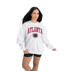 Atlanta Falcons Gameday Couture Women's Traditional Logo Oversized Premium Fleece Pullover Sweatshirt Ash