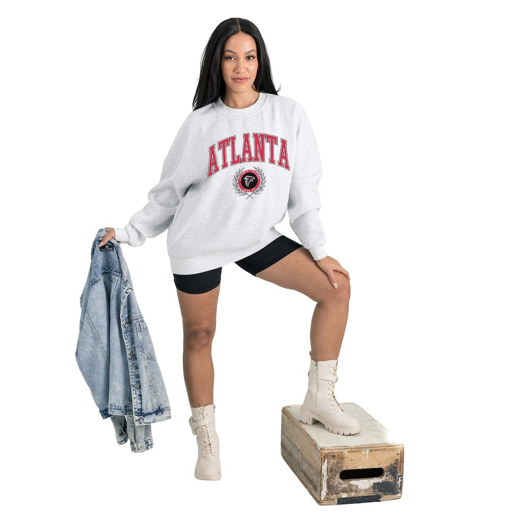 Atlanta Falcons Gameday Couture Women's Traditional Logo Oversized Premium Fleece Pullover Sweatshirt Ash