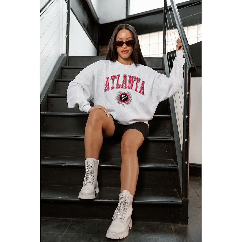 Atlanta Falcons Gameday Couture Women's Traditional Logo Oversized Premium Fleece Pullover Sweatshirt Ash