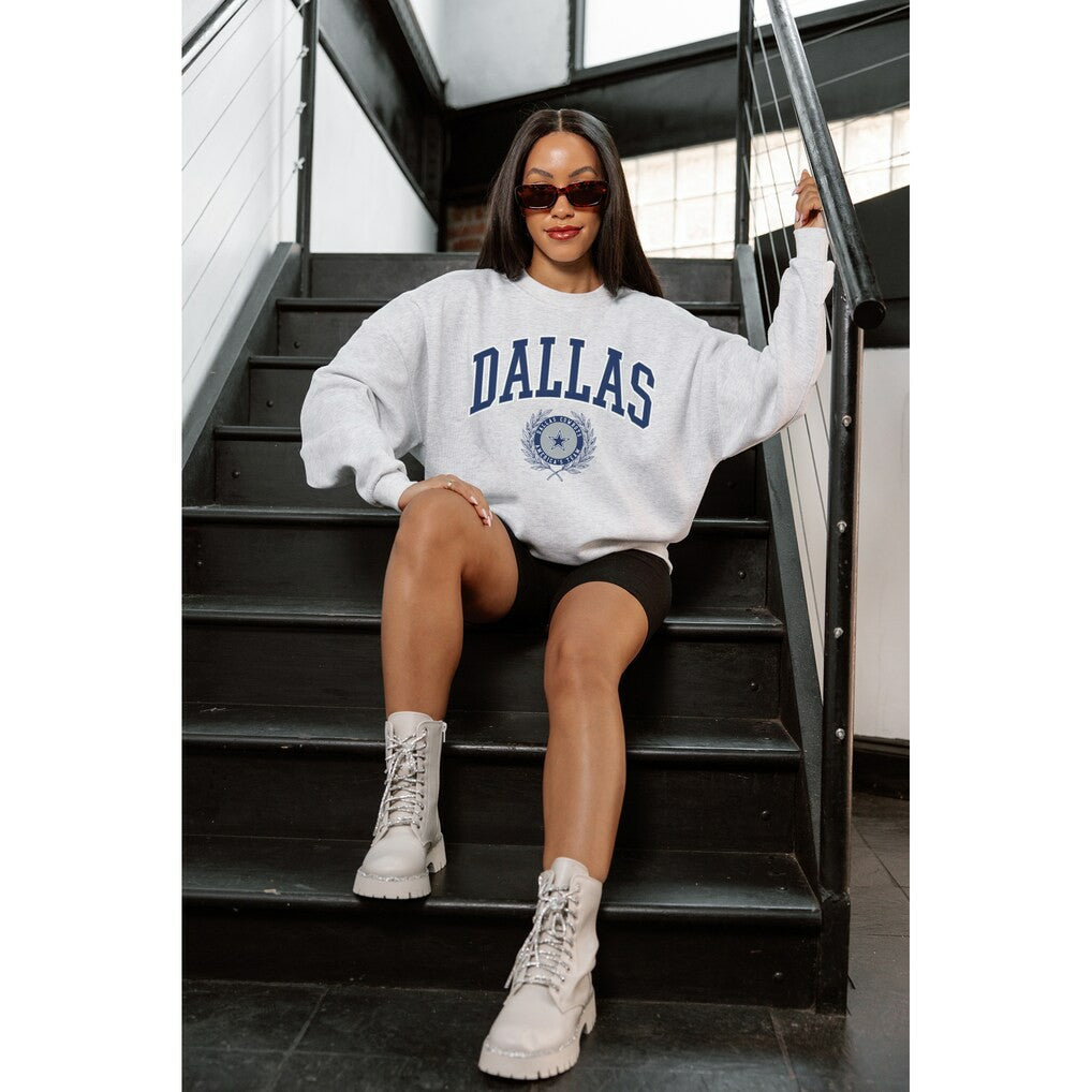 Dallas Cowboys Gameday Couture Women's Traditional Logo Oversized Premium Fleece Pullover Sweatshirt Ash