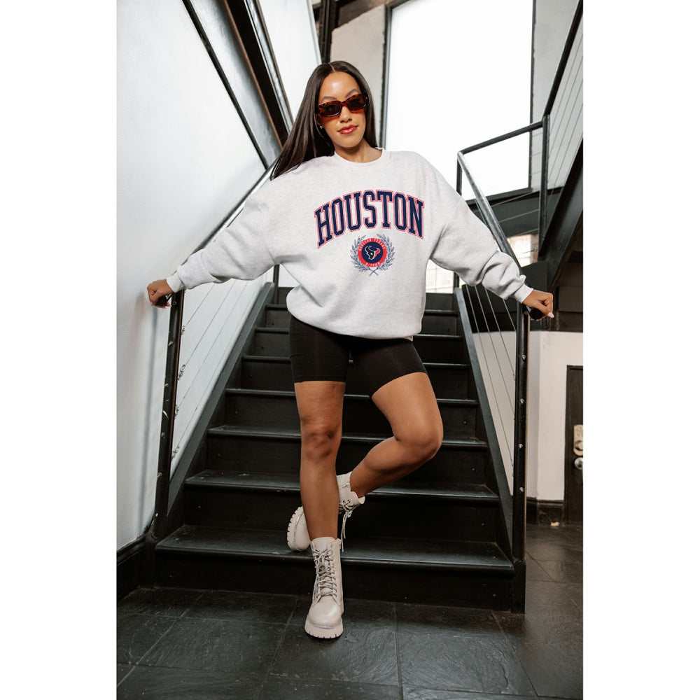 Houston Texans Gameday Couture Women's Traditional Logo Oversized Premium Fleece Pullover Sweatshirt Ash