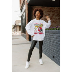 Kansas City Chiefs Gameday Couture Women's Home Turf Oversized Premium Fleece Pullover Sweatshirt Ash