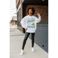 Los Angeles Chargers Gameday Couture Women's Home Turf Oversized Premium Fleece Pullover Sweatshirt Ash