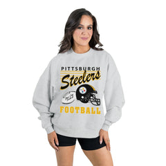 Pittsburgh Steelers Gameday Couture Women's Home Turf Oversized Premium Fleece Pullover Sweatshirt Ash