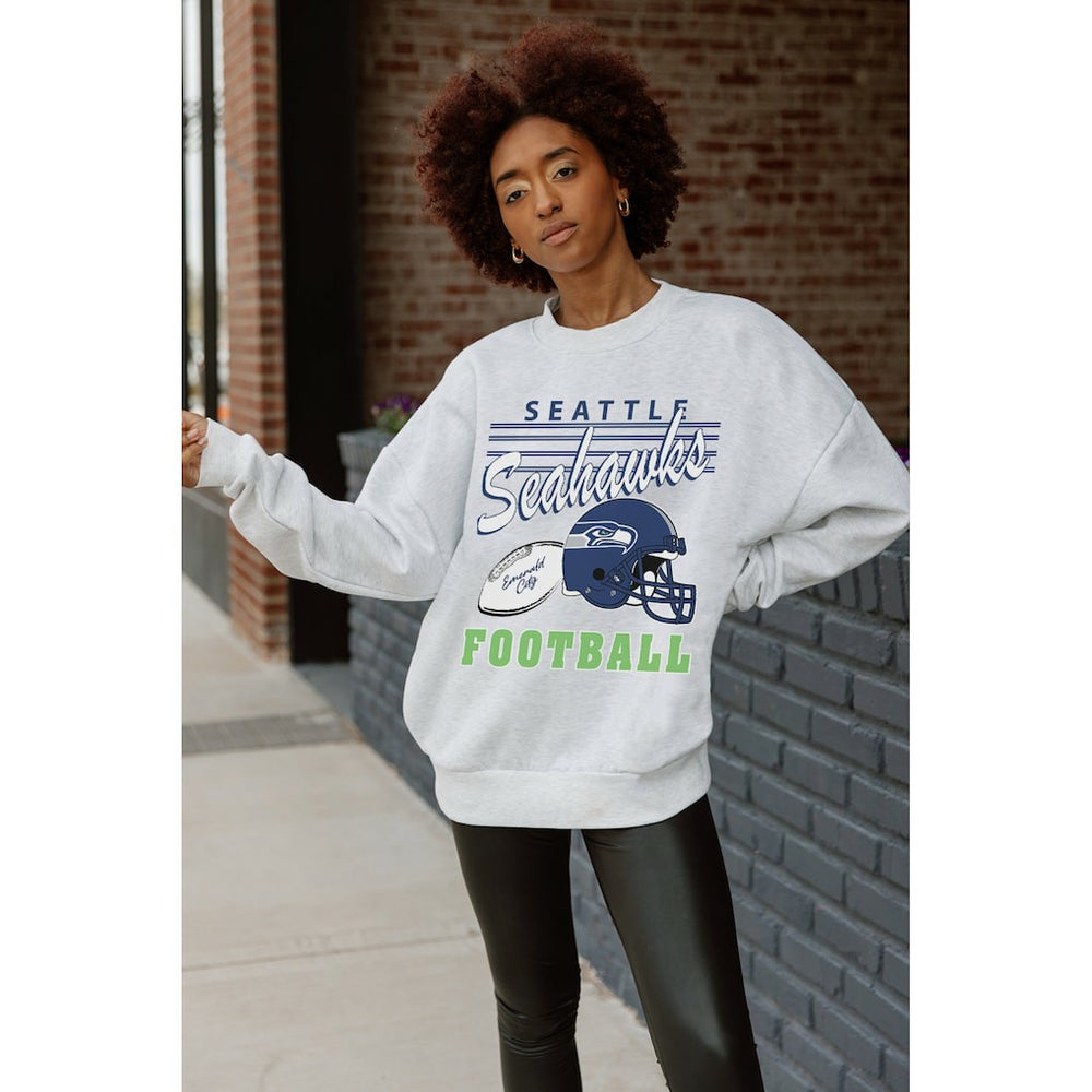Seattle Seahawks Gameday Couture Women's Home Turf Oversized Premium Fleece Pullover Sweatshirt Ash