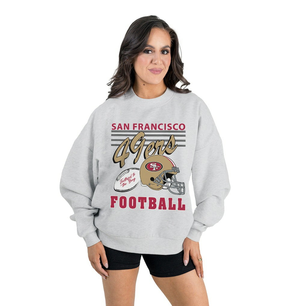 San Francisco 49ers Gameday Couture Women's Home Turf Oversized Premium Fleece Pullover Sweatshirt Ash