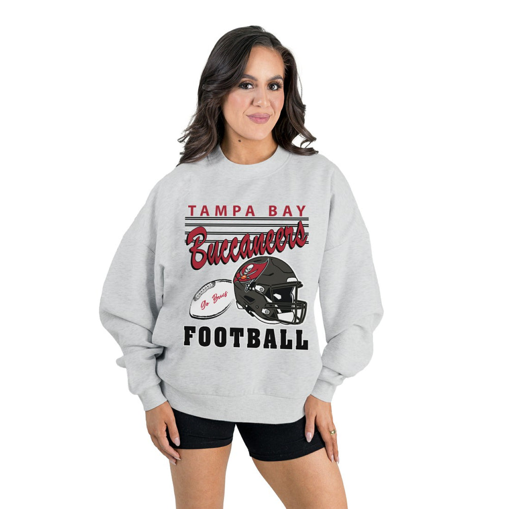Tampa Bay Buccaneers Gameday Couture Women's Home Turf Oversized Premium Fleece Pullover Sweatshirt Ash