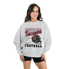 Tampa Bay Buccaneers Gameday Couture Women's Home Turf Oversized Premium Fleece Pullover Sweatshirt Ash