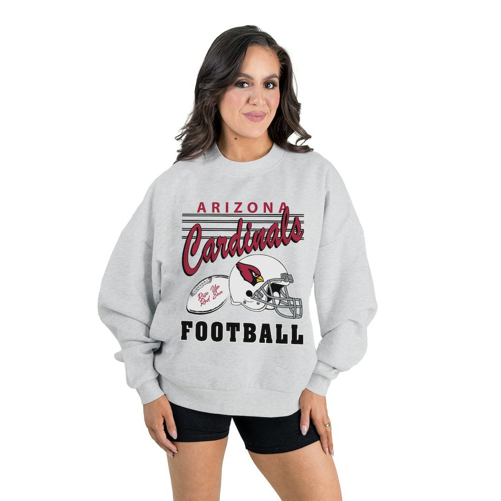 Arizona Cardinals Gameday Couture Women's Home Turf Oversized Premium Fleece Pullover Sweatshirt Ash