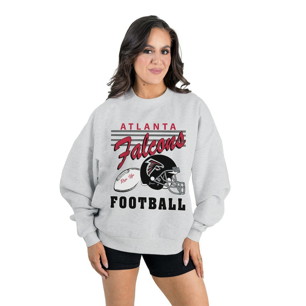 Atlanta Falcons Gameday Couture Women's Home Turf Oversized Premium Fleece Pullover Sweatshirt Ash