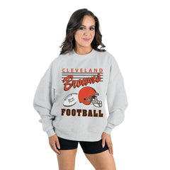 Cleveland Browns Gameday Couture Women's Home Turf Oversized Premium Fleece Pullover Sweatshirt Ash