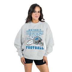 Detroit Lions Gameday Couture Women's Home Turf Oversized Premium Fleece Pullover Sweatshirt Ash