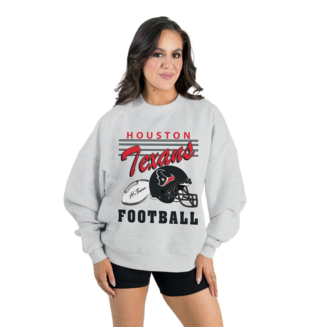 Houston Texans Gameday Couture Women's Home Turf Oversized Premium Fleece Pullover Sweatshirt Ash