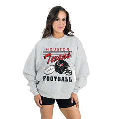 Houston Texans Gameday Couture Women's Home Turf Oversized Premium Fleece Pullover Sweatshirt Ash