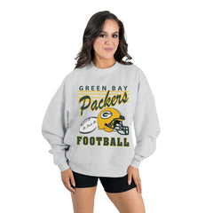 Green Bay Packers Gameday Couture Women's Home Turf Oversized Premium Fleece Pullover Sweatshirt Ash