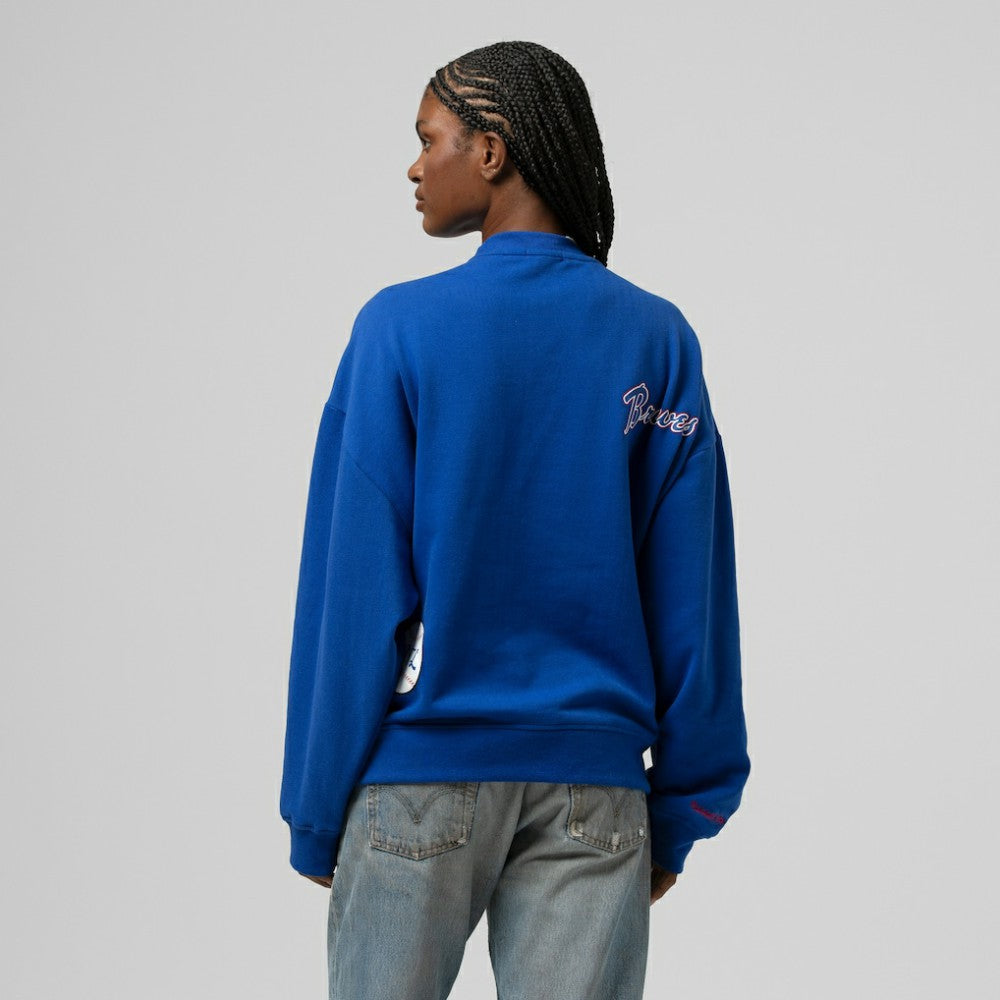 Atlanta Braves Mitchell & Ness Women's Cooperstown Collection Crewneck Sweatshirt - Royal Sweatshirts
