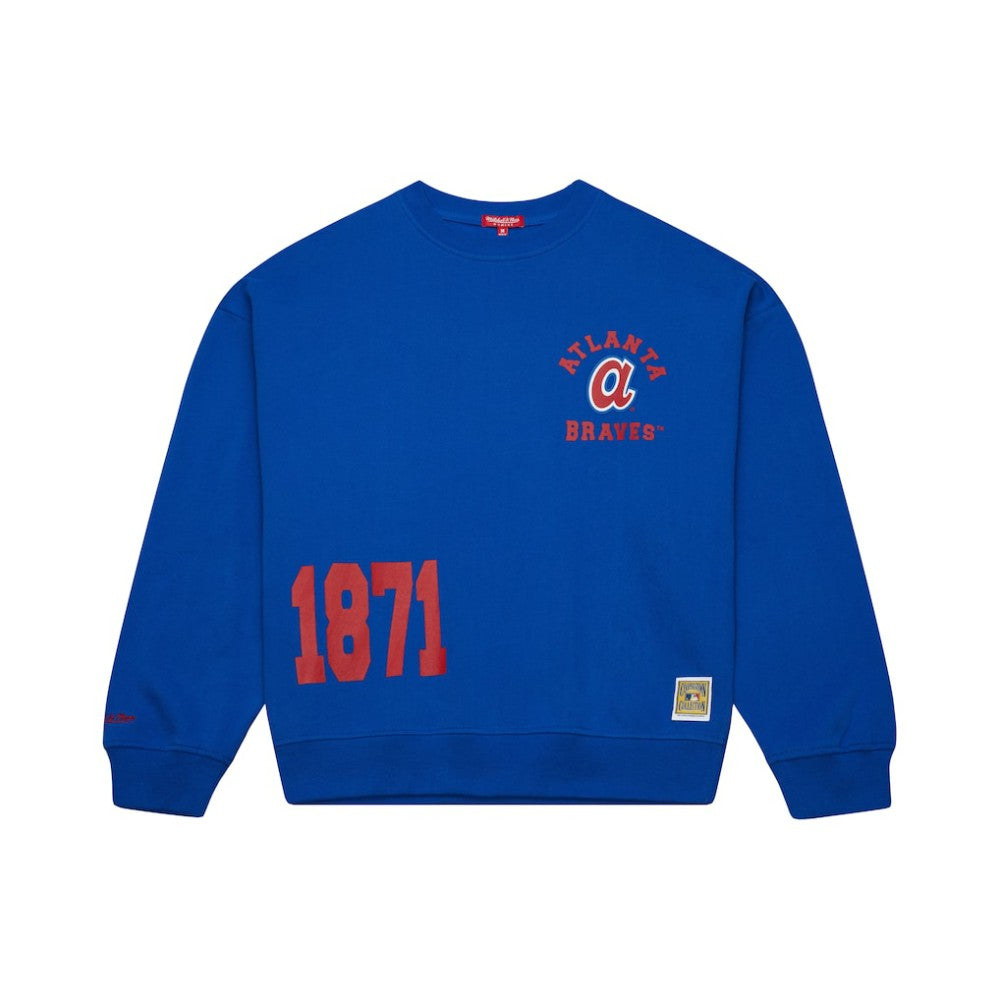 Atlanta Braves Mitchell & Ness Women's Cooperstown Collection Crewneck Sweatshirt - Royal Sweatshirts