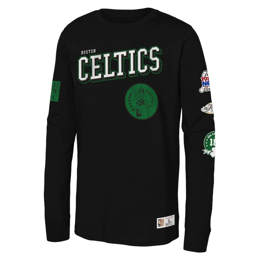 Boston Celtics Youth Hardwood Classics Training Camp Long Sleeve T-Shirt Black