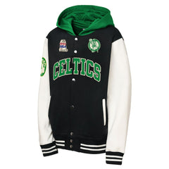 Boston Celtics Youth Hardwood Classics Courtside Fleece Full-Snap Hoodie Jacket Black