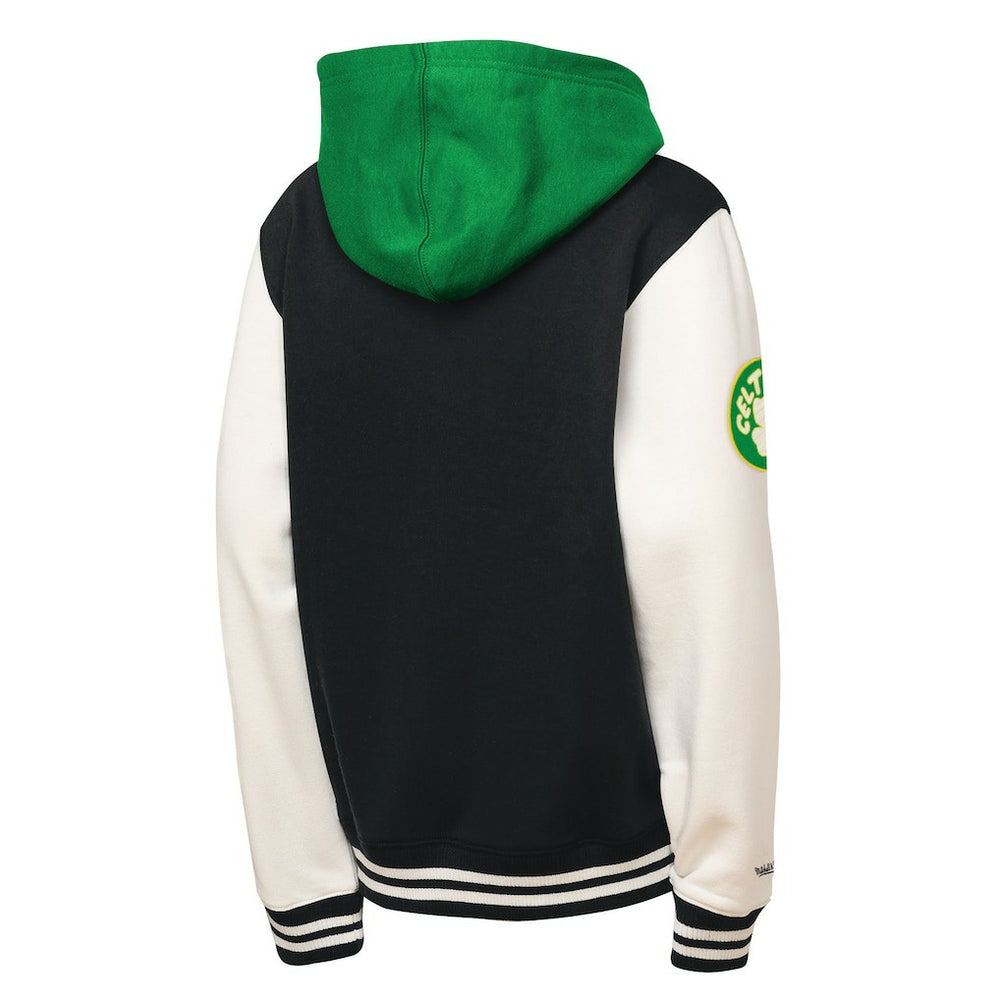 Boston Celtics Youth Hardwood Classics Courtside Fleece Full-Snap Hoodie Jacket Black