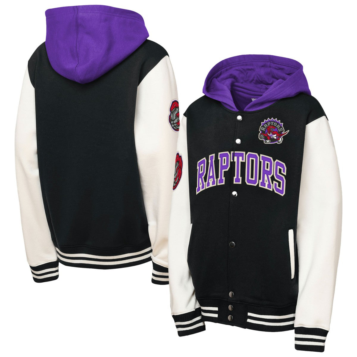 Toronto Raptors Youth Hardwood Classics Courtside Fleece Full-Snap Hooded Jacket Black