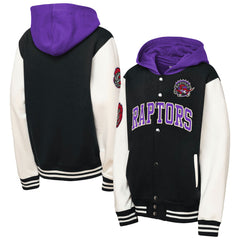 Toronto Raptors Youth Hardwood Classics Courtside Fleece Full-Snap Hooded Jacket Black