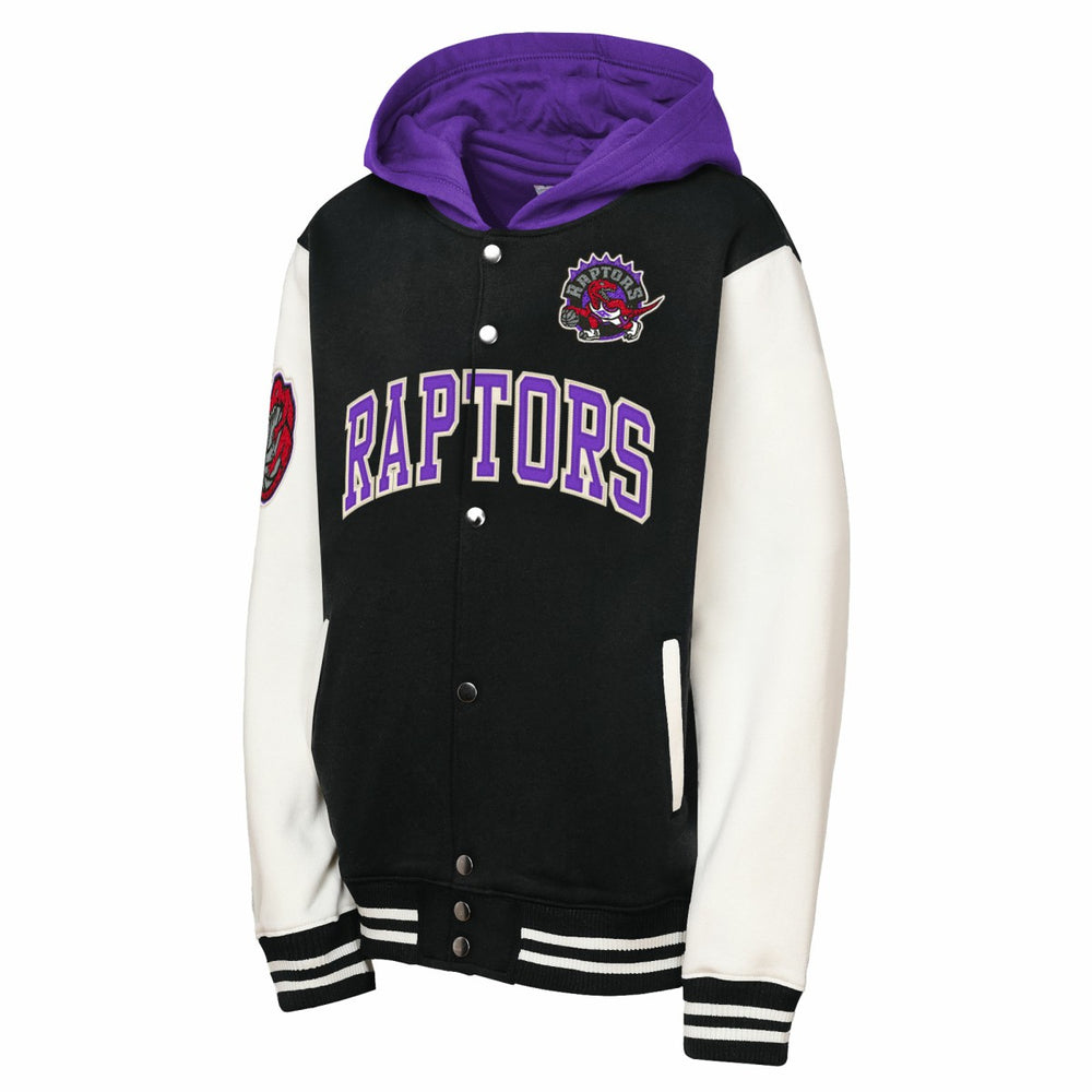 Toronto Raptors Youth Hardwood Classics Courtside Fleece Full-Snap Hooded Jacket Black
