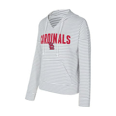 St. Louis Cardinals Concepts Sport Women's Liftoff Striped V-Neck Hoodie - White/Gray Hoodies
