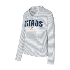 Houston Astros Concepts Sport Women's Liftoff Striped V-Neck Hoodie - White/Gray Hoodies