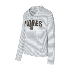 San Diego Padres Concepts Sport Women's Liftoff Striped V-Neck Hoodie - White/Gray Hoodies