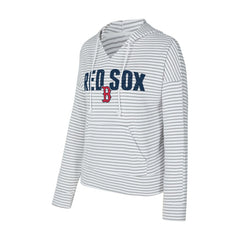Boston Red Sox Concepts Sport Women's Liftoff Striped V-Neck Hoodie - White/Gray Hoodies