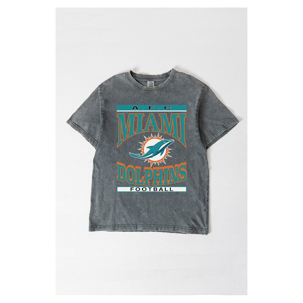 Miami Dolphins Gameday Couture Women's Oversized Classic Grind Washed T-Shirt Gray