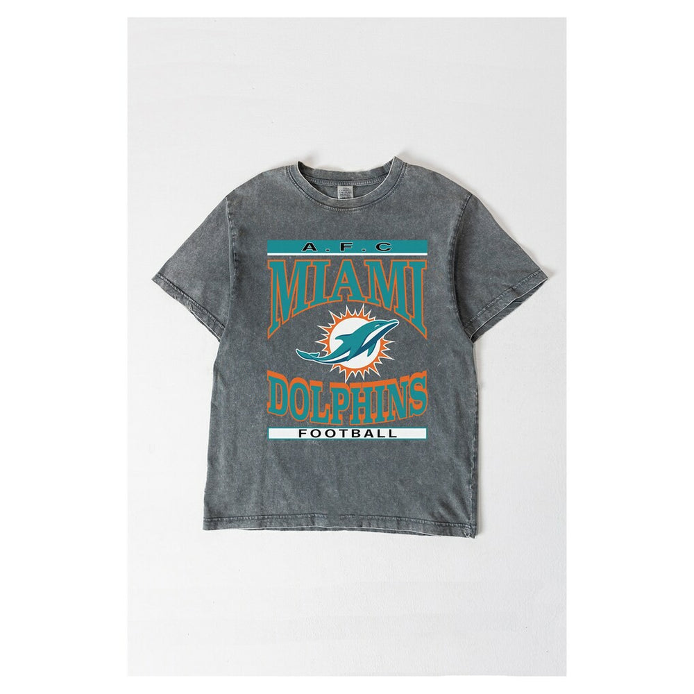 Miami Dolphins Gameday Couture Women's Oversized Classic Grind Washed T-Shirt Gray
