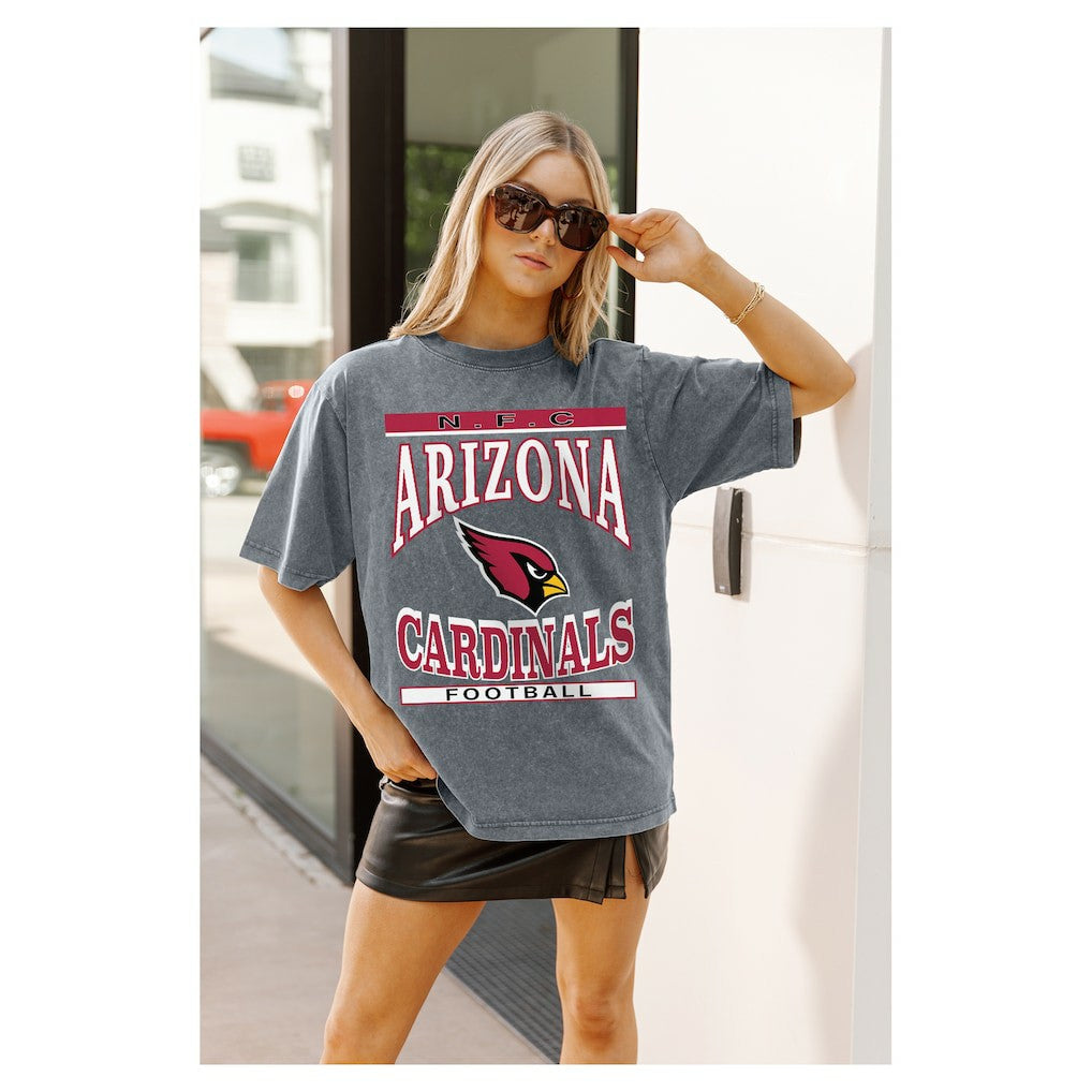 Arizona Cardinals Gameday Couture Women's Oversized Classic Grind Washed T-Shirt Gray