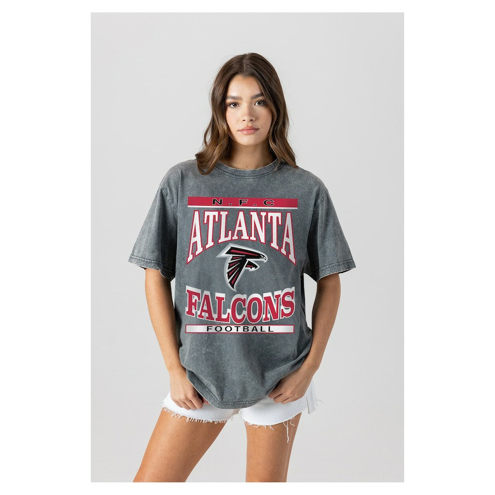 Atlanta Falcons Gameday Couture Women's Oversized Classic Grind Washed T-Shirt Gray