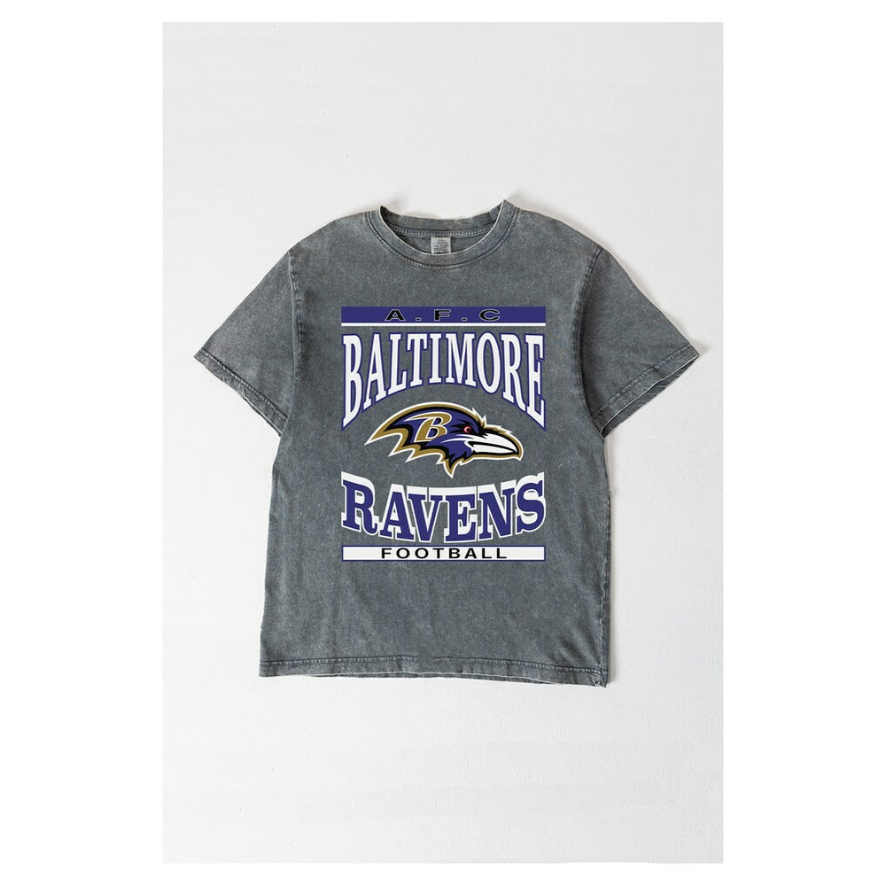 Baltimore Ravens Gameday Couture Women's Oversized Classic Grind Washed T-Shirt Gray