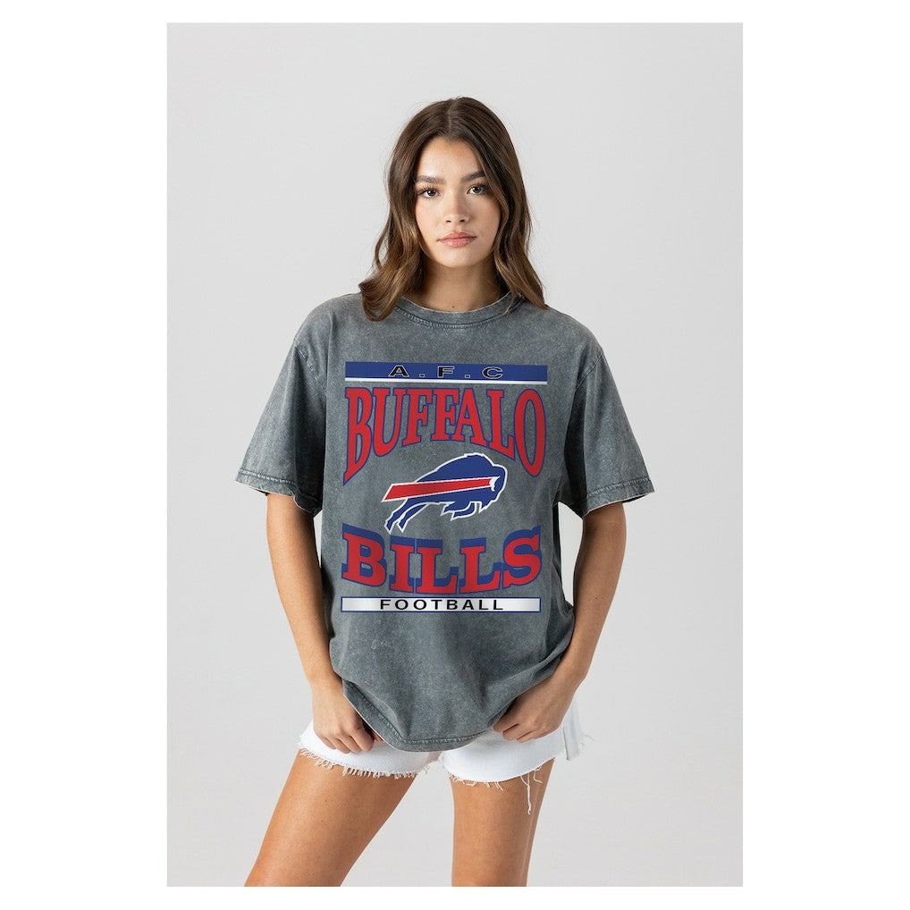 Buffalo Bills Gameday Couture Women's Oversized Classic Grind Washed T-Shirt Gray