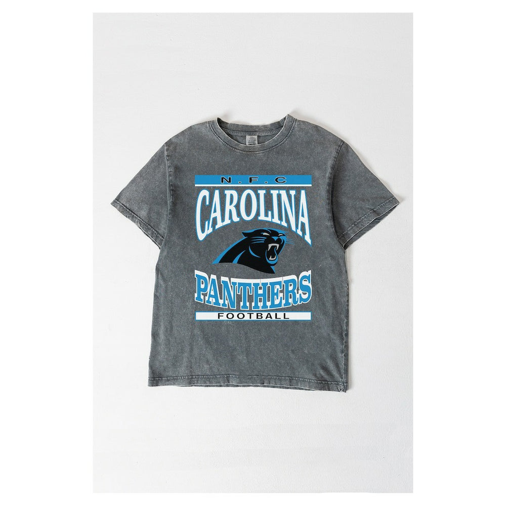 Carolina Panthers Gameday Couture Women's Oversized Classic Grind Washed T-Shirt Gray