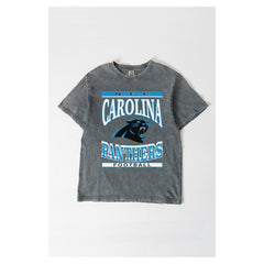 Carolina Panthers Gameday Couture Women's Oversized Classic Grind Washed T-Shirt Gray